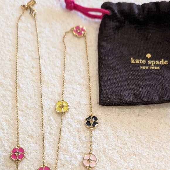 Kate Spade Enamel Flower Station Necklace - Picture 2 of 3